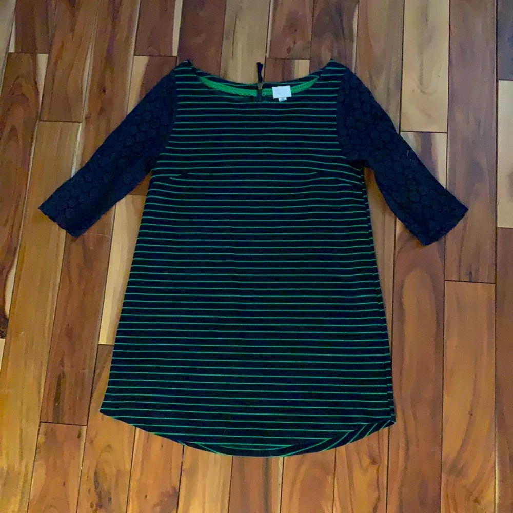 Navy + Green Dress